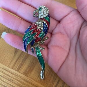 Parrot Jeweled Colorful Brooch/Pin